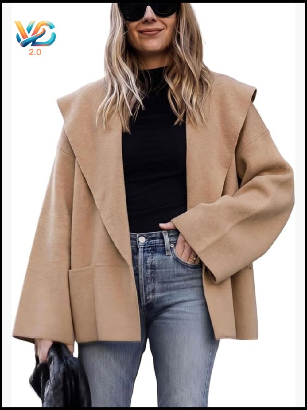 Oversized Shawl Collar Cardigan Cropped Fall Winter Knit
